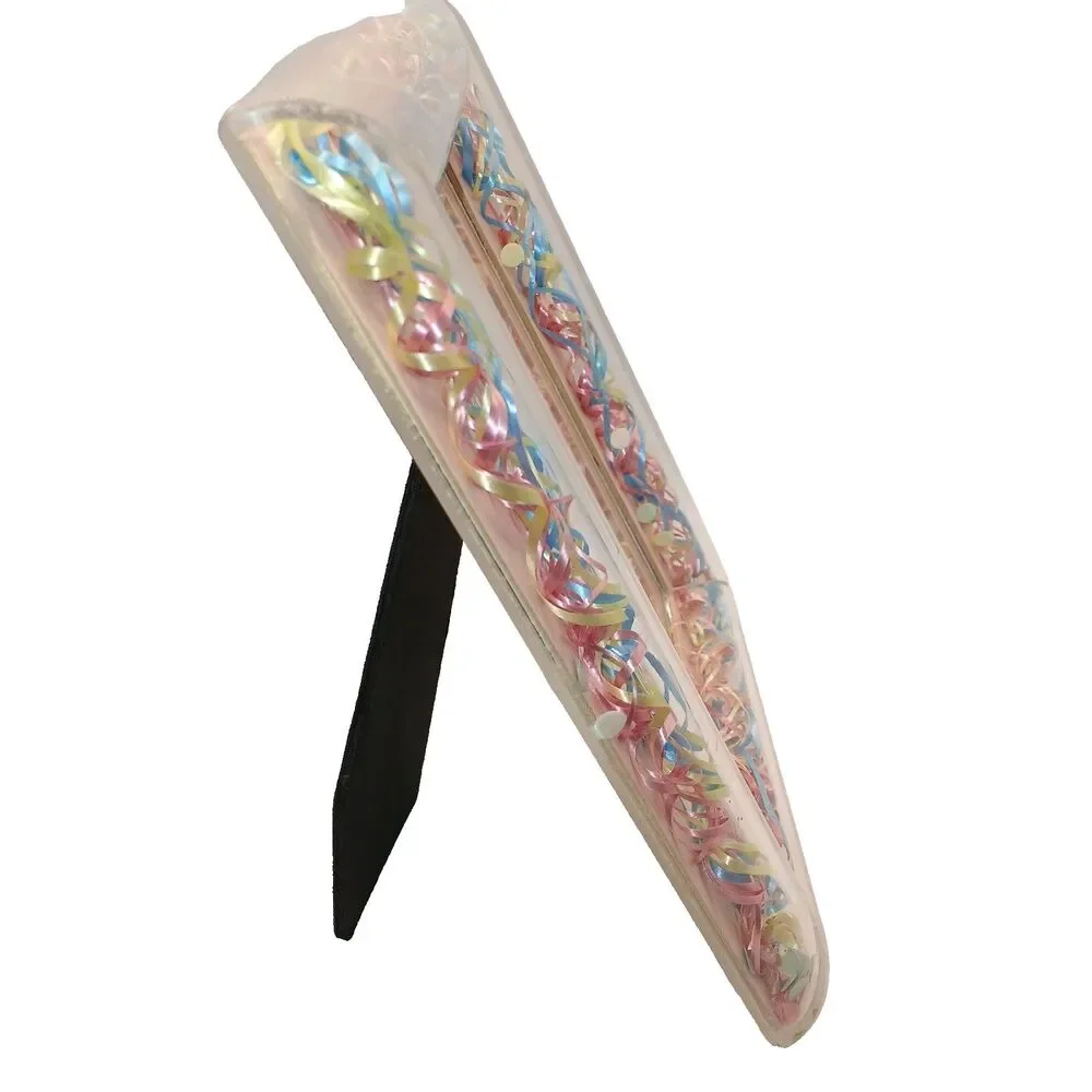 Borden Borders Lucite Confetti Ribbon Baby Pink Blue Picture Frame 4x6 Photo